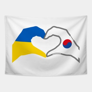 We Heart Ukraine & Korea Patriot Flag Series Tapestry