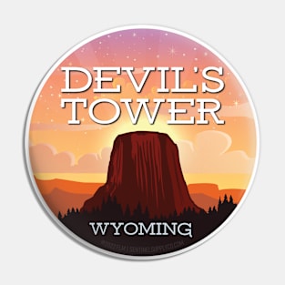 Devils Tower Wyoming Sunset Pin