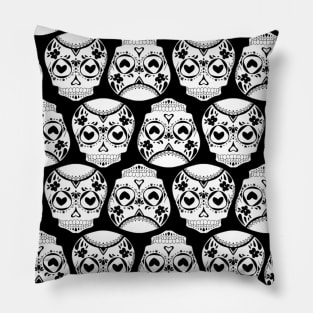 White Sugar Skull Pillow