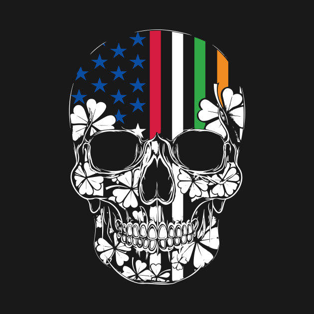 USA and Irish Flag Skull St Patrick’s Day by Wintrly