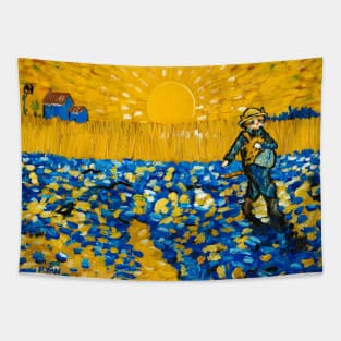 Cat Sower At Sunset Tapestry