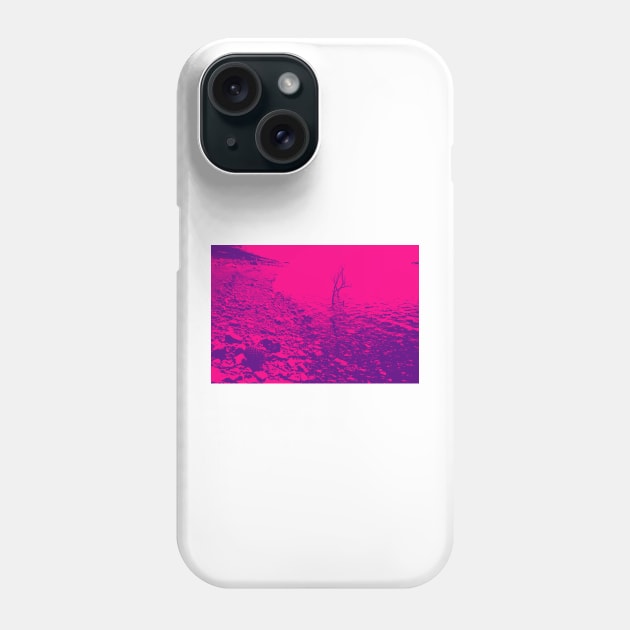 stony lake edge with pine cone and stick in water pink gradient water Phone Case by brians101