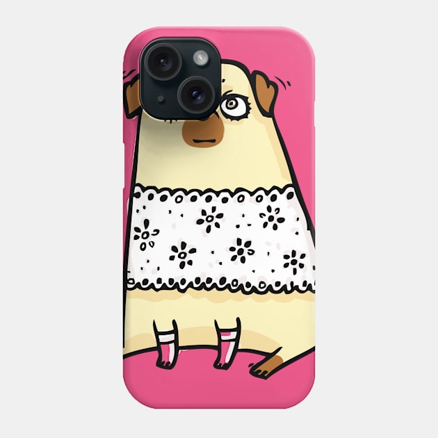 Pug on white lace shirt Phone Case by TeesByKimchi