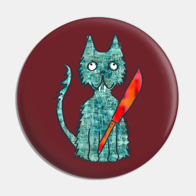 cat with knife Pin by neteor