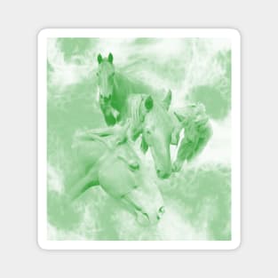 Horses and surreal mist in shades of green Magnet