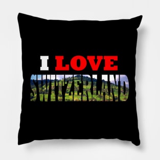 I Love Switzerland Village Mountain Pillow