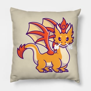 Cute Adult Orange Dragon Angry Cartoon Pillow