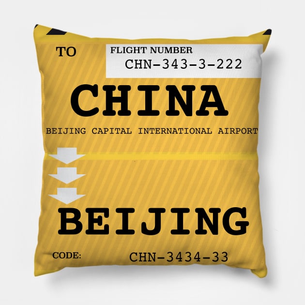 Beijing China travel ticket Pillow by nickemporium1