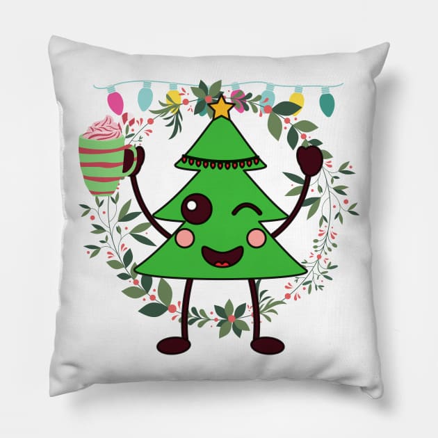 Christmas tree decorations - New tree - December christmas Pillow by OrionBlue