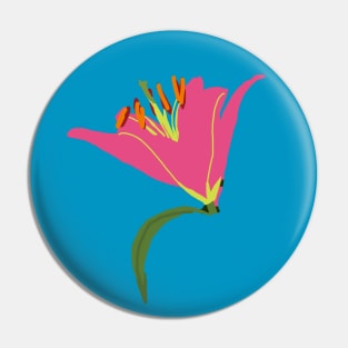 Pink Stargazer Lily Flower Abstract Painting Pin