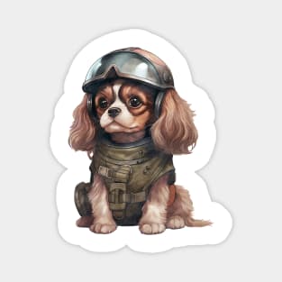 Cavalier King Charles Spaniel Dog in Helmet Magnet