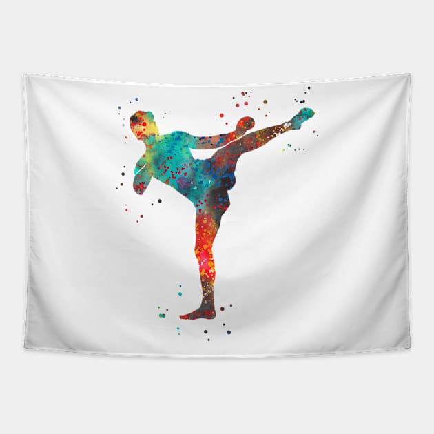 Man muay thai boxing Tapestry by RosaliArt