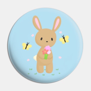 Bunny with flowers Pin