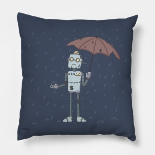 Old Robot in the Rain Pillow