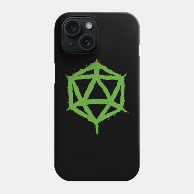 Chaotic Green Dice - D20 for roleplayers Phone Case by BlackGoatVisions