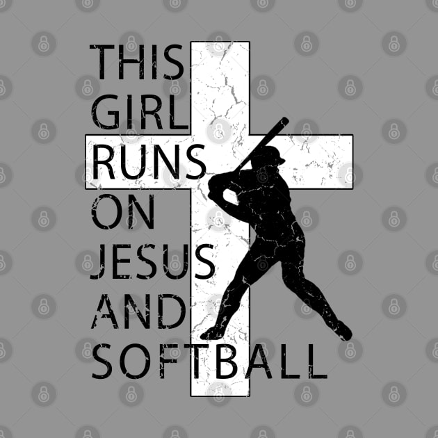 This Kid Runs on Jesus and Softball Christian Cross by TeeCreations