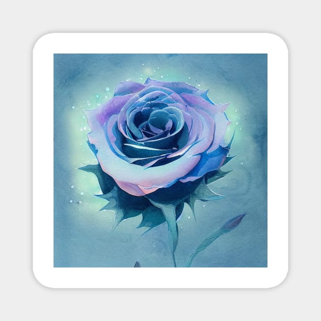 Cerulean-lila turquoise blue rose Magnet by fistikci