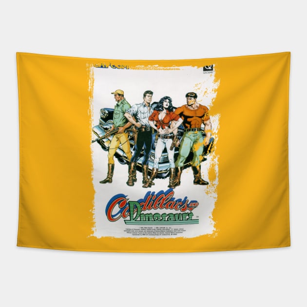 Cadillacs and Dinosaurs Tapestry by Slippytee