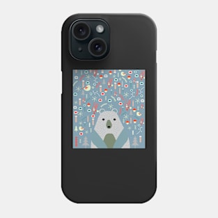 Winter pattern with baby bear Phone Case