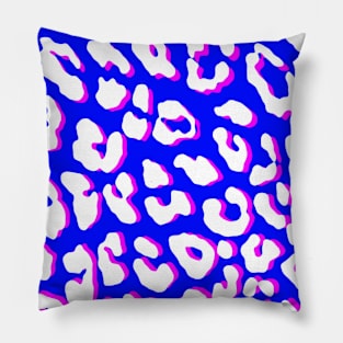 White Leopard Print Blue Pink Pillow