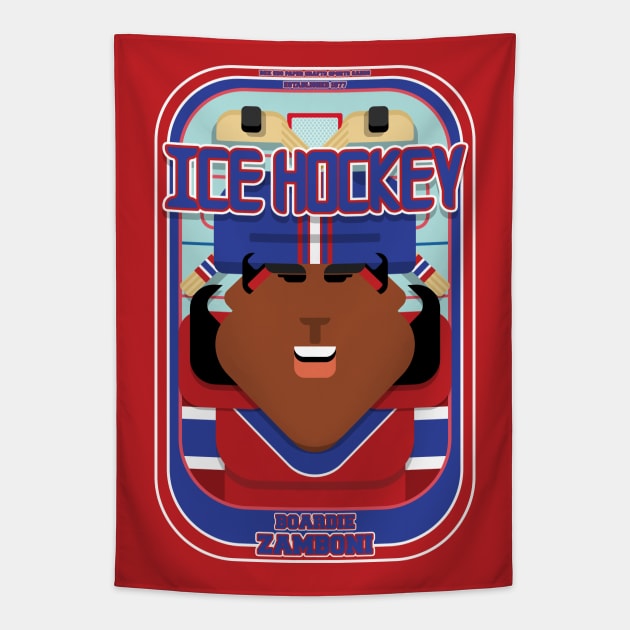 Ice Hockey Red and Blue - Boardie Zamboni - Aretha version Tapestry by Boxedspapercrafts