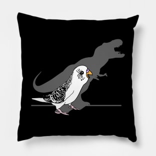 t-rex dinosaur shadow - white budgie Pillow