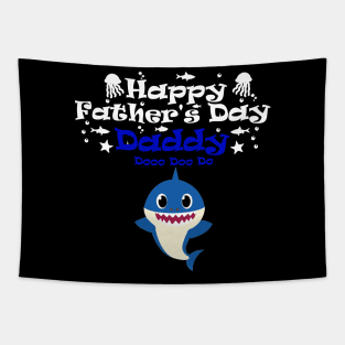 Happy Fathers day daddy shark White Tapestry