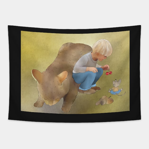 Katz und Maus Tapestry by Blumchen