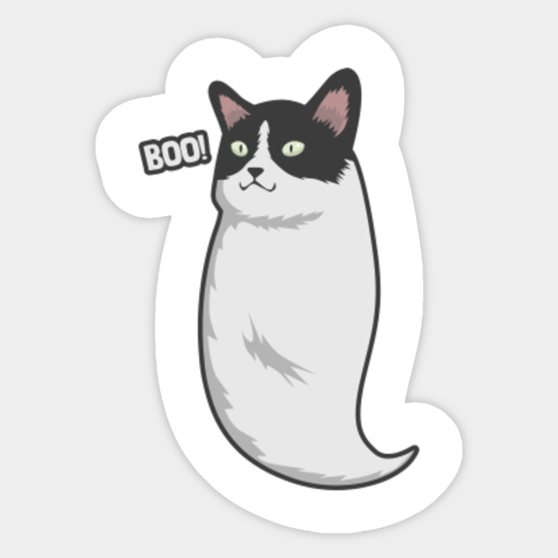 Ghost Cat Funny Vintage Halloween Costume Halloween Sticker
