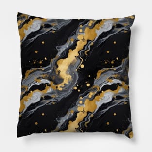 Black and Gold Liquid Marble Texture Pillow