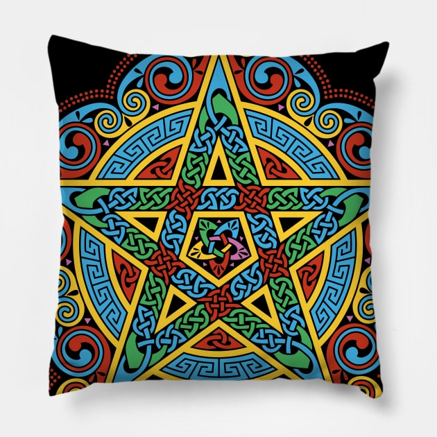 Celtic Wiccan Star in Color Pillow by TitusArt