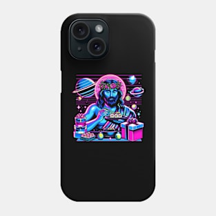 COOL JESUS SUSHI OUTERSPACE RETRO 80'S NEON VIBE Phone Case