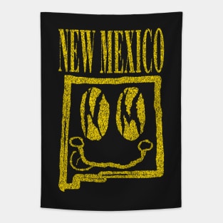 New Mexico Grunge Smiling Face Black Background Tapestry