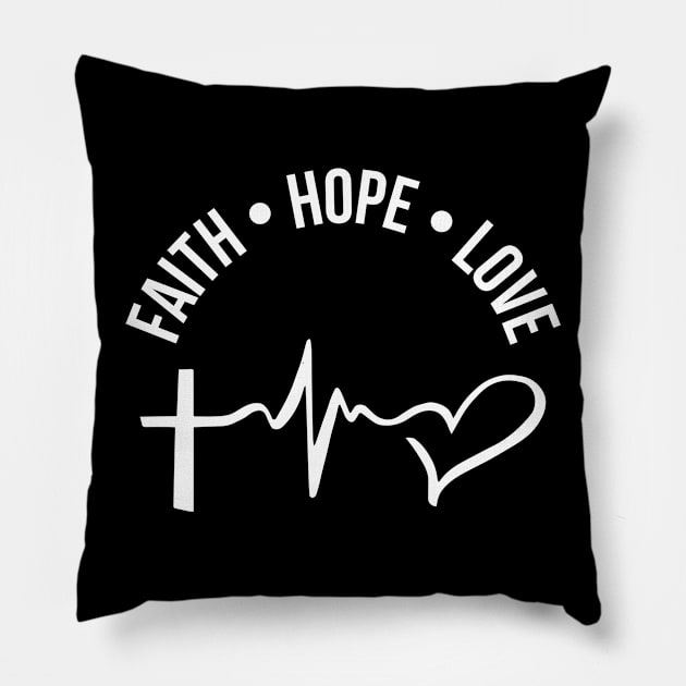 Faith Hope and Love, Christian, Bible Verse, Quote, Saying Pillow by ChristianLifeApparel