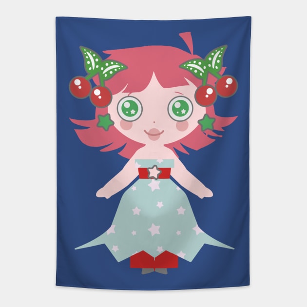 Cute Cherry Girl Tapestry by saradaboru