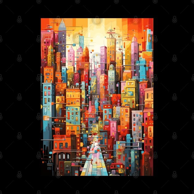 Colorful Dream World Cityscape Abstract Art by Art-Jiyuu