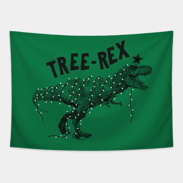 Tree-Rex Dinosaur Christmas Tapestry by everinseason