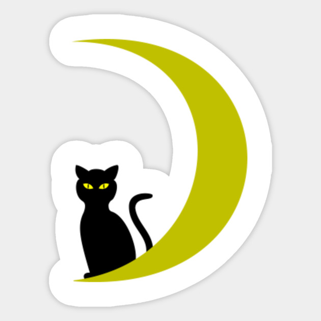 Cat On Crescent Moon Cat On Moon Sticker Teepublic