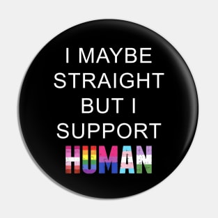 I May Be Straight But I Support Human LGBT Gay Pride Pin