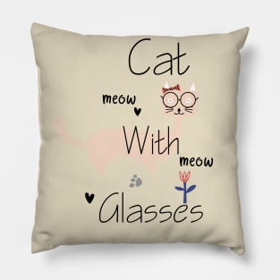 cat with glasses Pillow