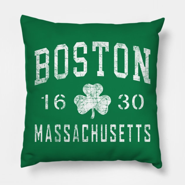 BOSTON MASSACHUSETTS 1630 IRISH SHAMROCK ST PATRICKS DAY Pillow by TeeCreations