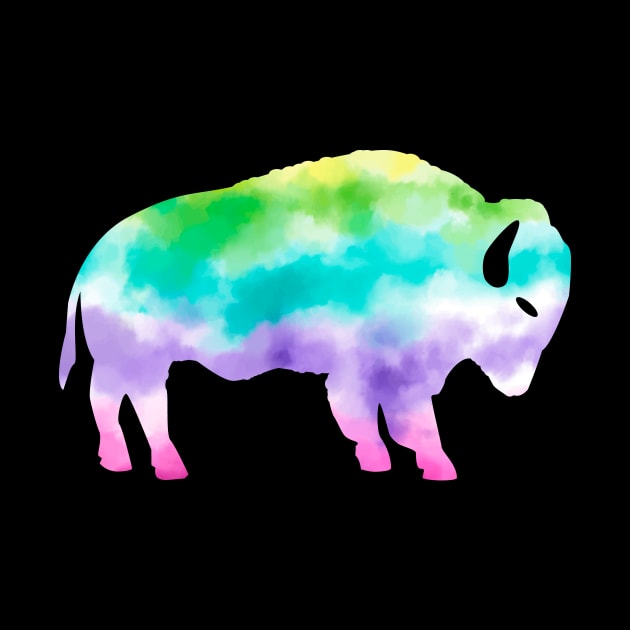 Misty Rainbow Tie Dyed Buffalo Bison by Brobocop