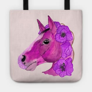 Pink watercolor horse Tote