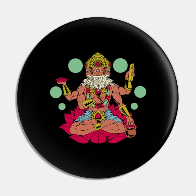 Hindu God - Brahma Pin by Modern Medieval Design