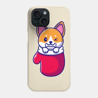 Cute Shiba Inu Dog Bite Bone In Glove Cartoon Phone Case