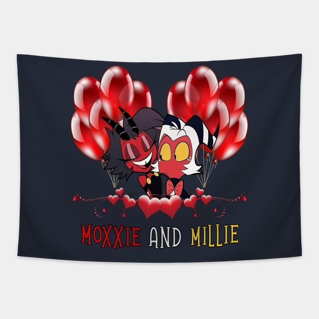 Helluva Boss Moxxie And Millie Tapestry by Pharaoh Shop