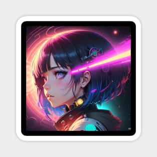 Charming Cuteness: Embrace the Irresistible Anime Girl Cute Kawaii Vibe Cyberpunk Galaxy Space Universe Magnet