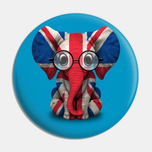 Baby Elephant with Glasses and British Flag Pin