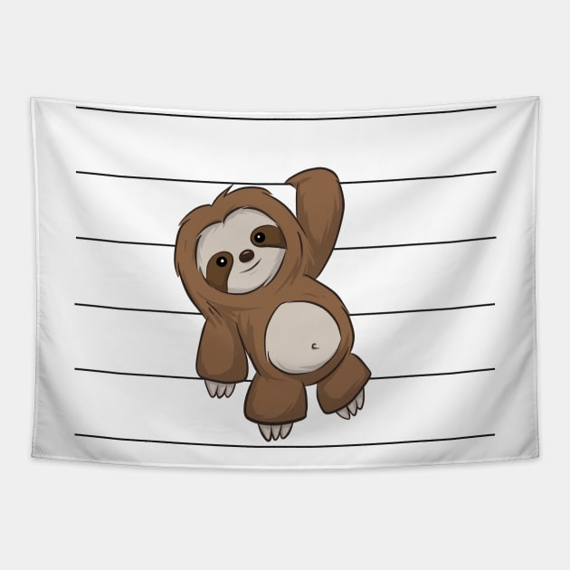 Slothy Hanging Chiller Cute Lazy Kawaii Baby Sloth Tapestry by SkizzenMonster