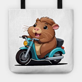 Funny Guinea Pig on Moped Tote